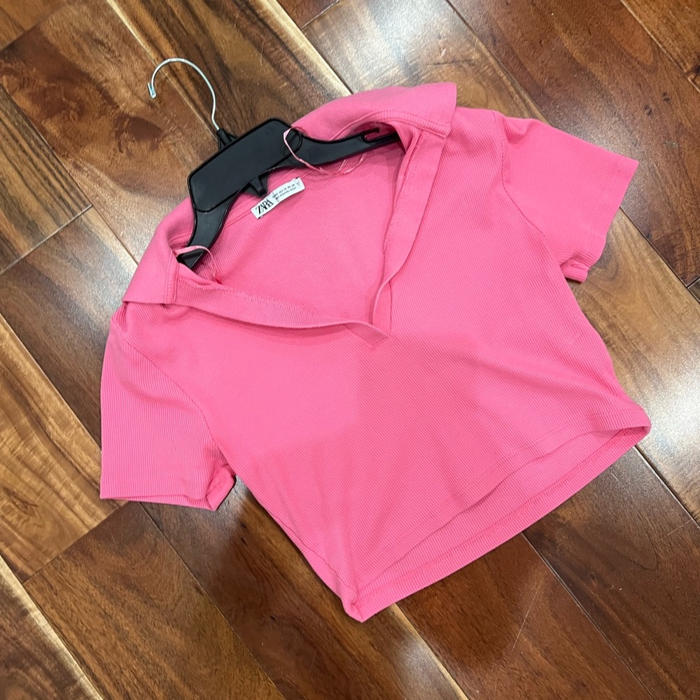 ZARA COLLARED CROP TOP😍🩷